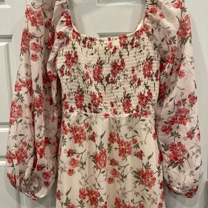 Sweet Lemons Spring Floral Dusty Pink /Ivory Woman’s Midi Dress NWT Size: Small